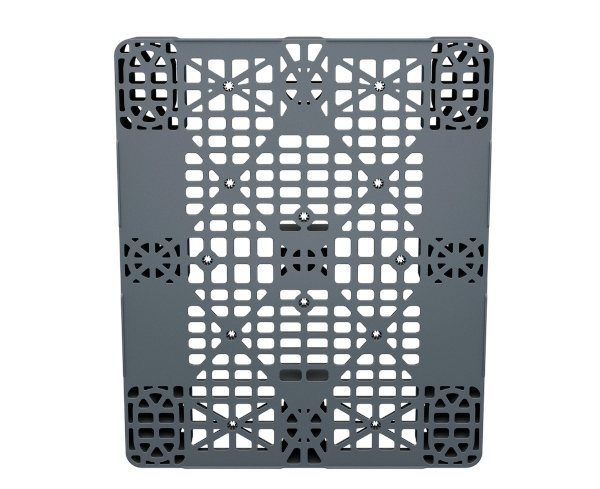 Пластиковый паллет 1200x1000x150 мм перфорированный на 2 полозьях с бортиком