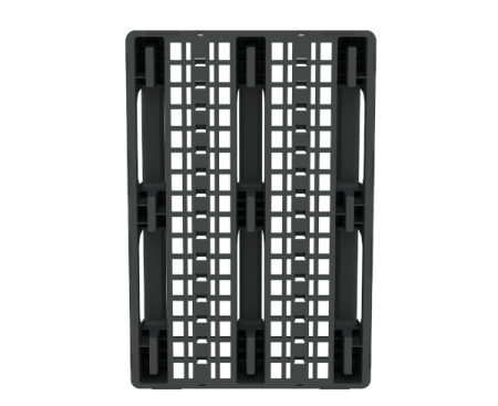 Пластиковый паллет 1200x800x153 мм перфорированный на 3 полозьях с бортиком