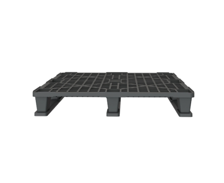 Пластиковый паллет 1200x1000x145 мм перфорированный на 3 полозьях с бортиком