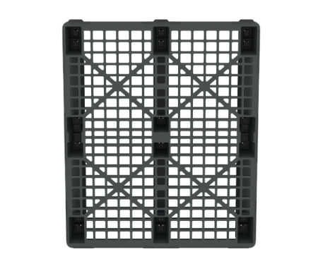 Пластиковый паллет 1200x1000x145 мм перфорированный на 3 полозьях с бортиком