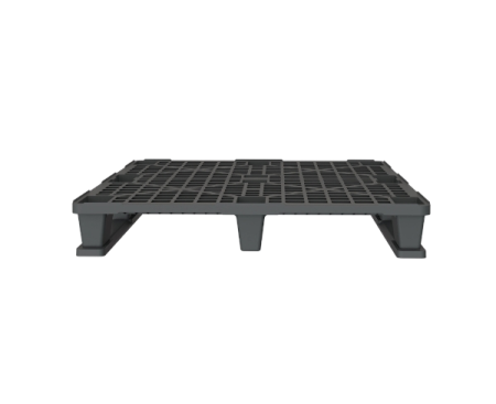 Пластиковый паллет 1200x1000x145 мм перфорированный на 2 полозьях с бортиком